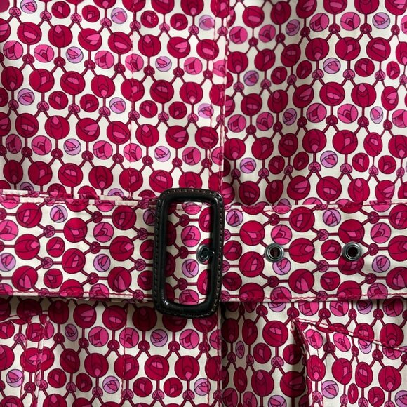 Gap Tulip Print Button Front Coat With Self Belt Red Pink Size XS - Picture 3 of 8